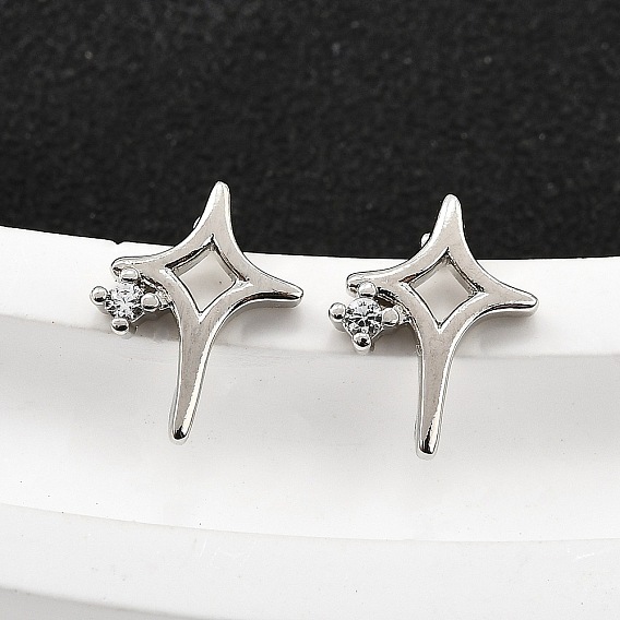 Серьги-гвоздики из латунного микро-паве, звезда