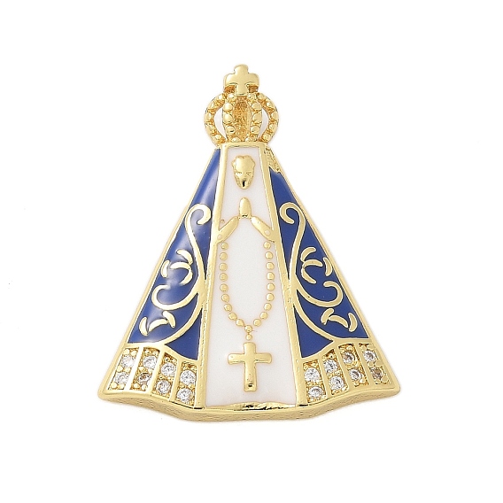 Латунные микро проложить кубического циркония подвески, Эмаль стиле, леди апаресида, стойки покрытие, без кадмия и без свинца, долговечный, треугольные