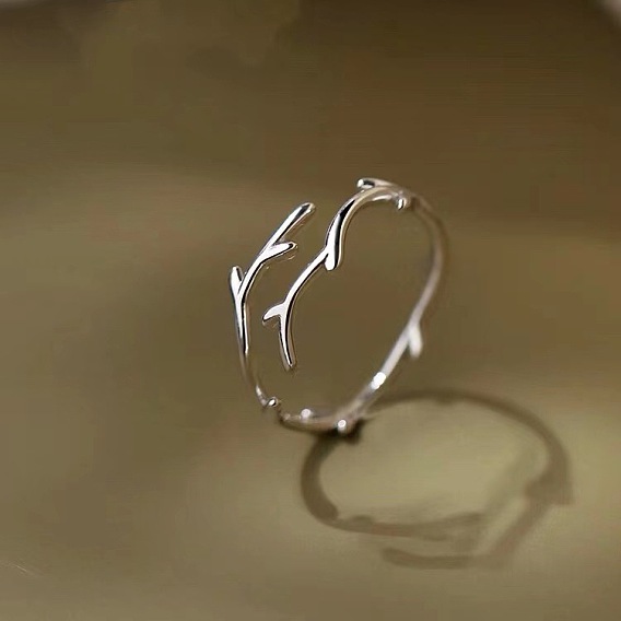 Рог оленя с родиевым покрытием 925 манжеты из стерлингового серебра