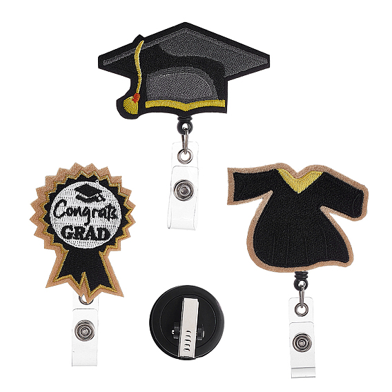 3 шт 3 стиль выпускной тематика фетр пластиковый выдвижной значок катушка, держатель удостоверения личности, для медсестры студента-врача