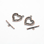 Brass Toggle Clasps, Cadmium Free & Lead Free, Rack Plating, Heart