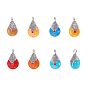 Resin Pendants, with Alloy & Enamel, Drop, Antique Silver