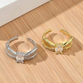 Открытые кольца манжеты из латуни с микропаве и кубическим цирконием, крест крест кольца, без кадмия и без свинца, стойки покрытие, долговечный