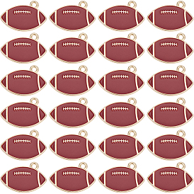 30Pcs Alloy Enamel Pendants, Rugby, Golden