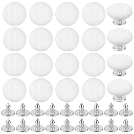 24шт. железных пуговиц, обтянутых чистым хлопком, замена верхней части пуговицы бейсболки, плоско-круглые, платина