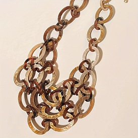 Женские ожерелья-нагрудники из богемного акрила с несколькими овальными звеньями, золотые