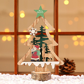 Christmas Tree with Santa Claus Wooden Display Decorations, for Christmas Party Gift Home Decoration