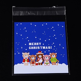 Bolsas de celofán rectángulo del opp para navidad, con el patrón de dibujos animados, 14x9.9 cm, espesor bilateral: 0.07 mm, sobre 95~100pcs / bolsa