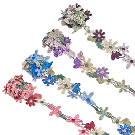 4 ярды 4 цвета полиэстер вышивка кружевная отделка, отделка цветочным кружевом, для пошива одежды из ткани аксессуары