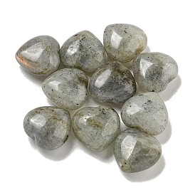 Natural Labradorite Beads, Half Drilled, Heart