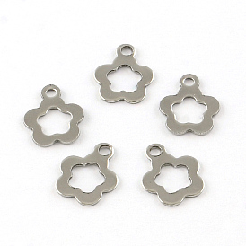 Flower 201 Stainless Steel Charm Pendants, Smooth Surface, 12.5x10.5x1mm, Hole: 2mm
