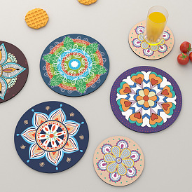 Rubber Cup Mats, Mandala Pattern Coaster, Round