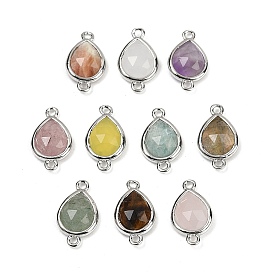 Подвески с граненым соединителем из натуральных драгоценных камней, покрытие стойки латунными каплевидными звеньями, платина / золотой