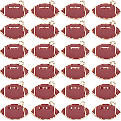 30Pcs Alloy Enamel Pendants, Rugby, Golden