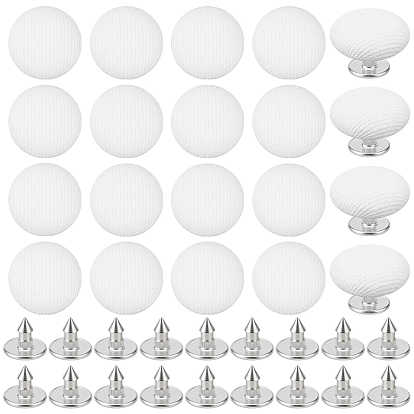 24шт. железных пуговиц, обтянутых чистым хлопком, замена верхней части пуговицы бейсболки, плоско-круглые, платина