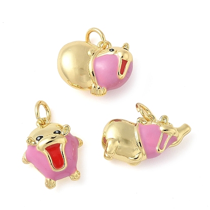 Латунь эмаль прелести, талисман бегемота, с целью перехода в кольце, без свинца и без кадмия, долговечный, стойки покрытие, реальный 18 k позолоченный