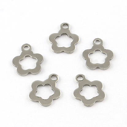 Flower 201 Stainless Steel Charm Pendants, Smooth Surface, 12.5x10.5x1mm, Hole: 2mm