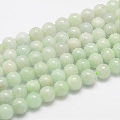 Natural Myanmar Jade/Burmese Jade Beads Strands, Round