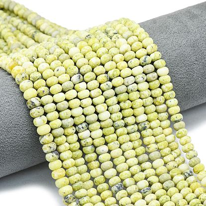 Бусы из натуральной желтой бирюзы (яшмы), матовые, рондель