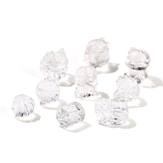 Природный кристалл кварца бусины, резные бусины из горного хрусталя, форма кошки/цветка/бабочки/слона/кролика/снежинки/тыквы/медведя/крыла/сердца