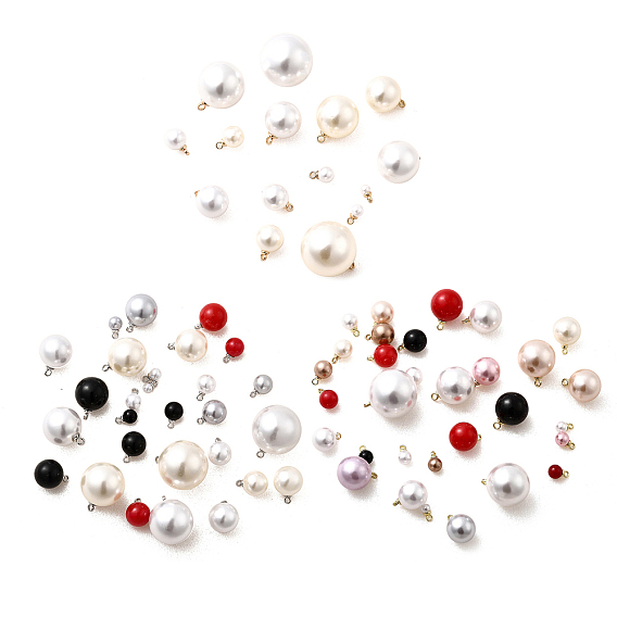 Подвески из АБС-пластика с жемчугом, круглые, с петлей из сплава