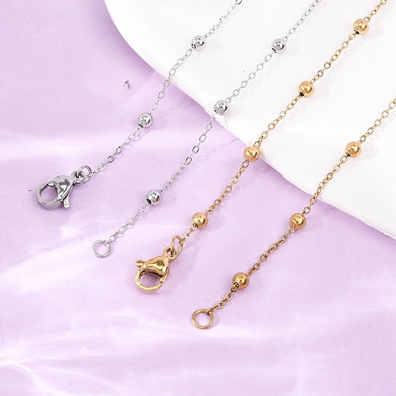 304 Stainless Steel Ball Link Chain/Satellite Chain Necklaces