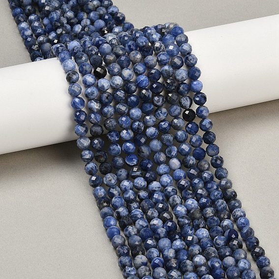 Природный содалит бисер нитей, круглые, граненые