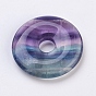 Natural Fluorite Pendants, Donut/Pi Disc