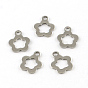 Flower 201 Stainless Steel Charm Pendants, Smooth Surface, 12.5x10.5x1mm, Hole: 2mm