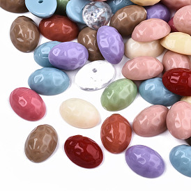 Perles de résine opaques et transparentes mixtes, la moitié foré, martelé demi-ovale