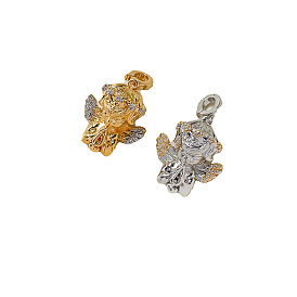 Brass Micro Pave Cubic Zirconia Pendants, Angel with Wings