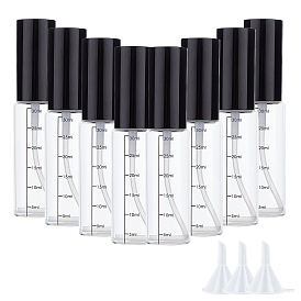 Стеклянные градуированные аэрозольные баллончики, с тонким распылителем тумана и пылезащитным колпачком, многоразовая бутылка, с пластиковой воронкой