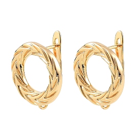 SHEGRACE Brass Hoop Earring Findings, with Loop, Cadmium Free & Lead Free & Nickel Free