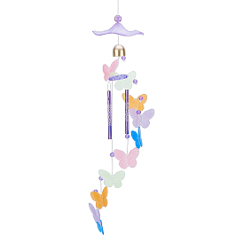 Набор для самостоятельного изготовления колокольчика ветра с эффектом ночного неба, включая алюминиевую трубку, фольга, нитки и пластиковые кольца и бусины, колпачки и подвески-бабочки, 4 Рождественский колокольчик из сплава