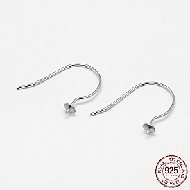 925 Sterling Silver Earring Hooks, for Half Drilled Beads