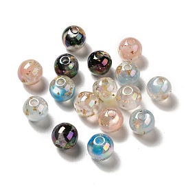 Resin Beads, with Gold Foil, Round