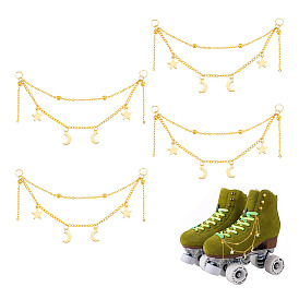 50 шт. подвески из нержавеющей стали в виде звезды и луны, украшение обуви, с латунной цепью