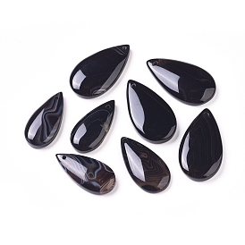 Natural Black Agate Pendants, Dyed & Heated, Teardrop