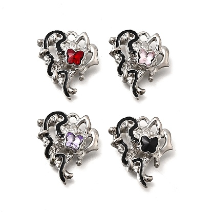 Подвески из эмали и сплава, бабочка, со стеклом