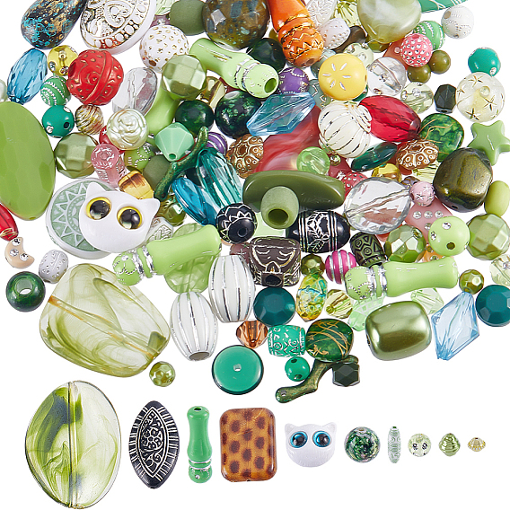 100G Mixed Styles Plastic Beads, Mixed Shapes