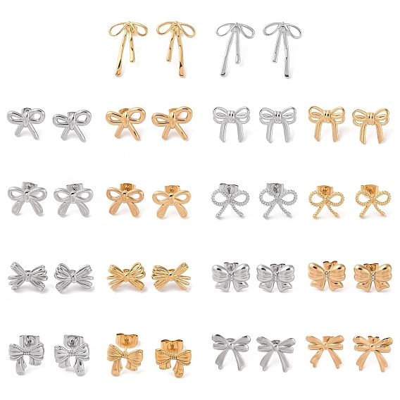 304 из нержавеющей стали серьги, для женщин, вакуумное покрытие pvd, бантом