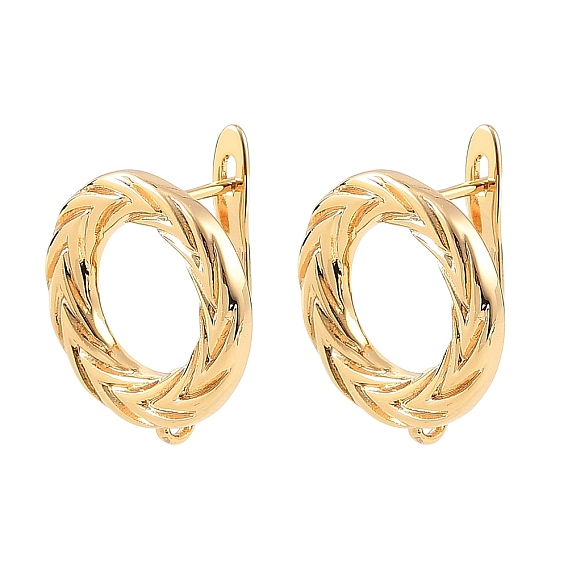 SHEGRACE Brass Hoop Earring Findings, with Loop, Cadmium Free & Lead Free & Nickel Free