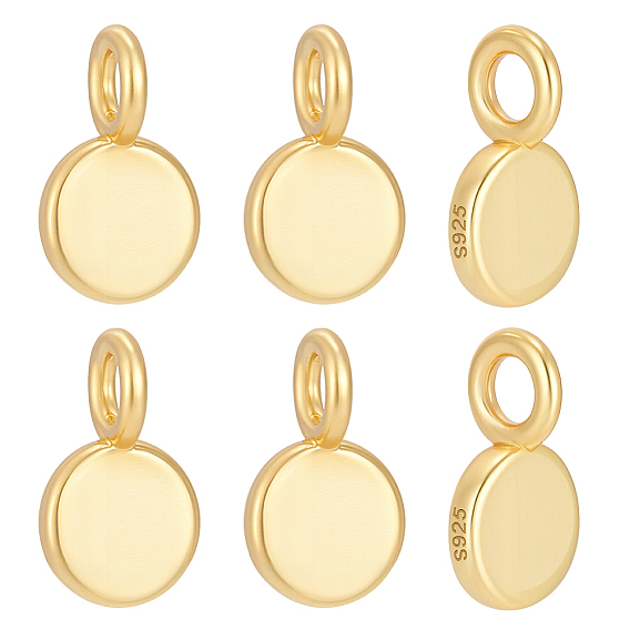6шт. 925 плоские круглые подвески из стерлингового серебра