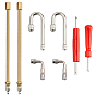 6Pcs 3 Styles Brass Valve Stem Extenders, with 2Pcs 2 Styles 235 Steel Tire Valve Core Wrench