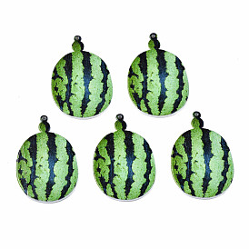 Spray Painted Wooden Pendants, Printed, Watermelon