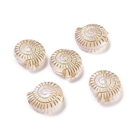 Plating Transparent Acrylic Beads, Golden Metal Enlaced, Conch