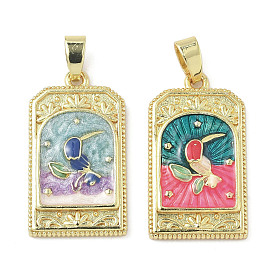 Латунь эмаль подвески, стойки покрытие, долговечный, без кадмия и без свинца, прямоугольник с подвеской в виде ворона, золотые