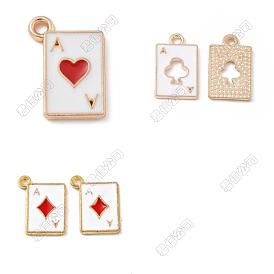 30 pcs 3 styles pendentifs en émail en alliage, or et de lumière, sans cadmium et sans plomb, charmes de cartes à jouer