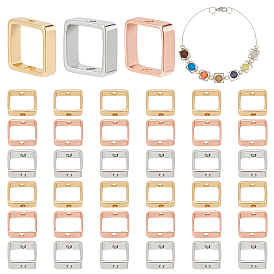 48шт 3 цвета латунная бусина рамка, квадратный