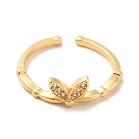 Открытое кольцо-манжета с прозрачным кубическим цирконием и бантом, украшения из латуни для женщин, без кадмия, без никеля и без свинца